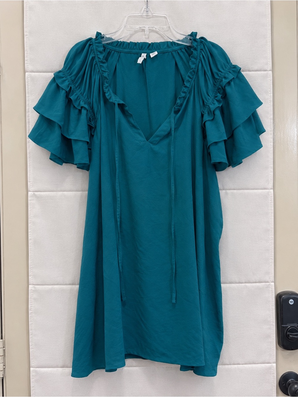 Cato Teal Ruffle Sleeve Blouse Plus Size 22/24W V Neck Flowy